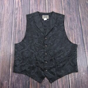 Suit Vest Frontier Classics Mens L Black Floral Polyester 3 Piece Belted